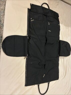 Men's Black Travel Garment Bag with Multiple Zip Pockets